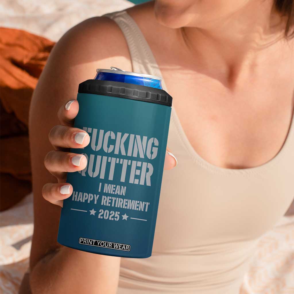 Personalized Retirement Gifts 4 in 1 Can Cooler Tumbler Custom Name Fucking Quitter Mean Happy Retirement 2025 TB09 Print Your Wear