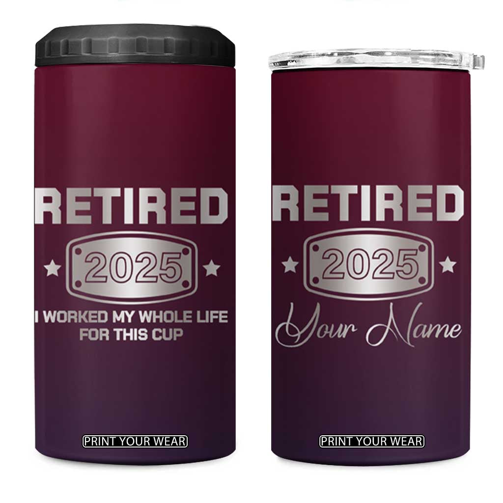 Personalized Retirement Gifts For Men 4 in 1 Can Cooler Tumbler Custom Name Retired 2025 Not My Problem Anymore TB09 One Size: 16 oz Red Dark Blue Gradient Print Your Wear