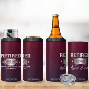 Personalized Retirement Gifts For Men 4 in 1 Can Cooler Tumbler Custom Name Retired 2025 Not My Problem Anymore TB09 Print Your Wear