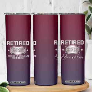 Personalized Retirement Gifts For Men Skinny Tumbler Custom Name Retired 2025 Not My Problem Anymore TB09 Print Your Wear