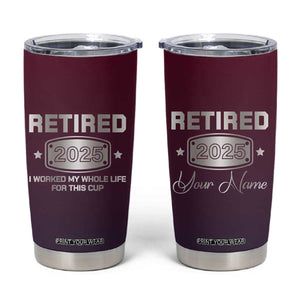 Personalized Retirement Gifts For Men Tumbler Cup Custom Name Retired 2025 Not My Problem Anymore TB09 Red Dark Blue Gradient Print Your Wear