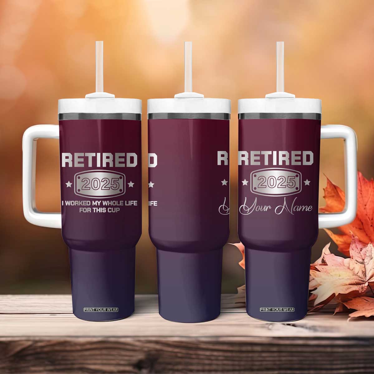 Personalized Retirement Gifts For Men Tumbler With Handle Custom Name Retired 2025 Not My Problem Anymore TB09 Print Your Wear