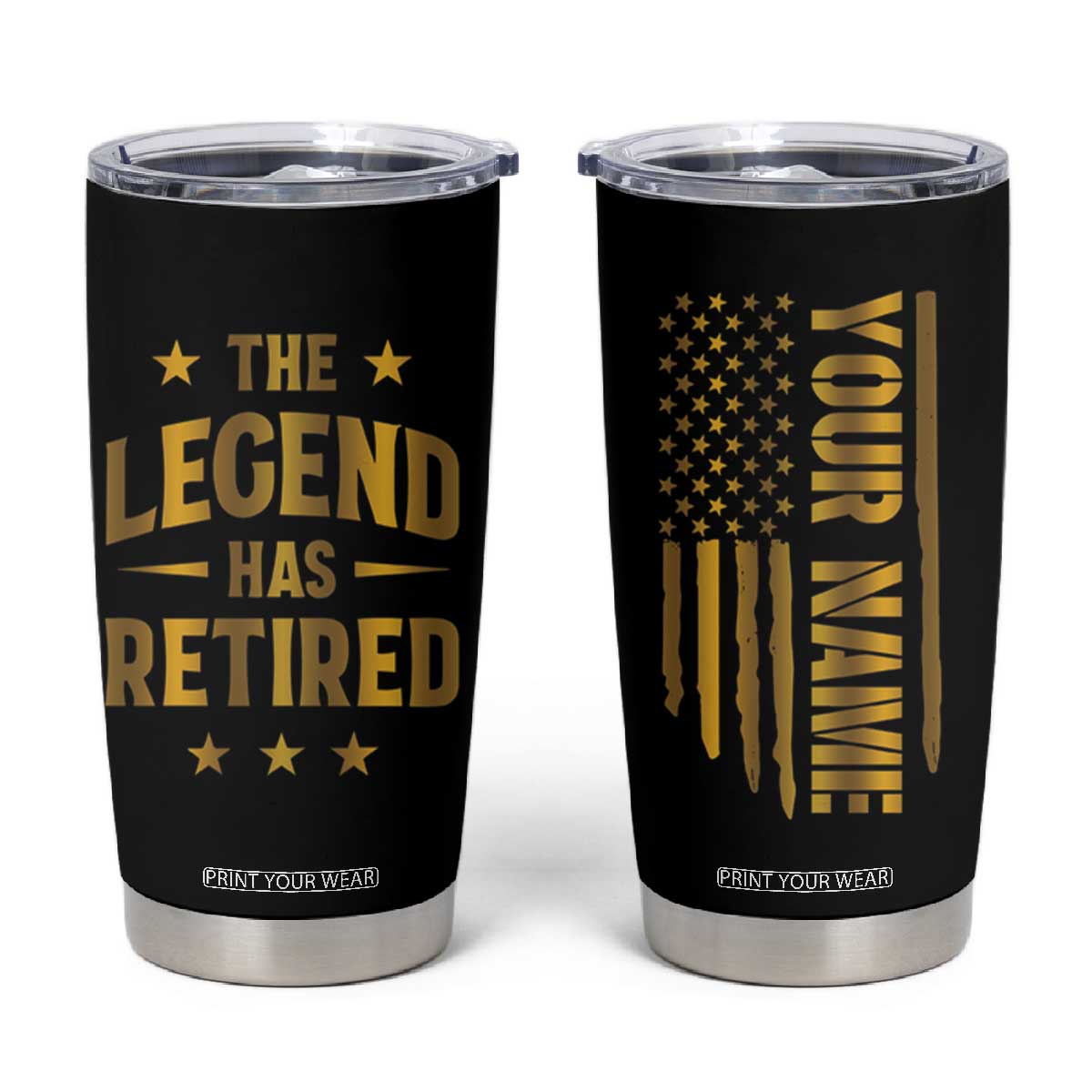 Personalized Retirement Gifts Tumbler Cup Custom Name The Legend Has Retired TB09 Black Print Your Wear