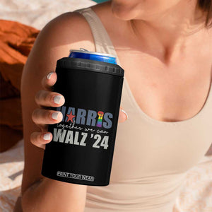 Harris Walz 2024 4 in 1 Can Cooler Tumbler Together We Can LGBT Rights Kamala Support TB09 Print Your Wear