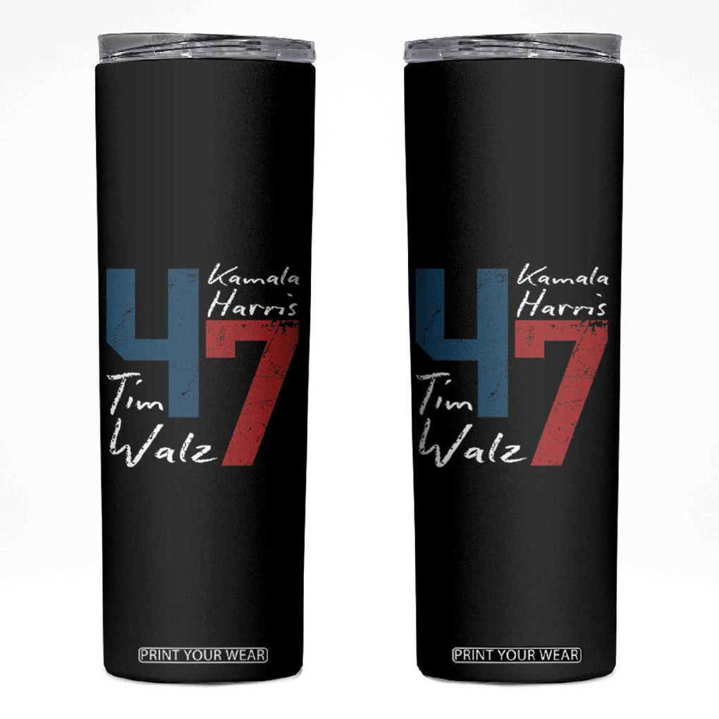 Harris Walz 2024 Skinny Tumbler Kamala Support US President 47 TB09 Black Print Your Wear