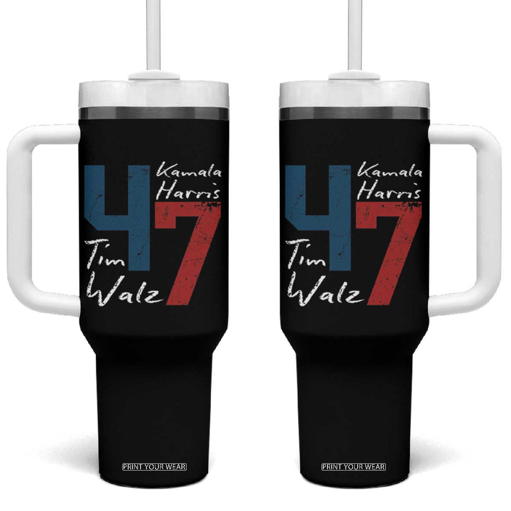 Harris Walz 2024 Tumbler With Handle Kamala Support US President 47 TB09 One Size: 40 oz Black Print Your Wear