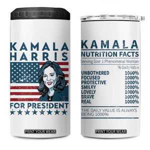 Kamala 2024 4 in 1 Can Cooler Tumbler Harris For President American Flag TB09 One Size: 16 oz White Print Your Wear