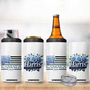 Kamala 2024 4 in 1 Can Cooler Tumbler Harris For President Flower American Flag TB09 Print Your Wear