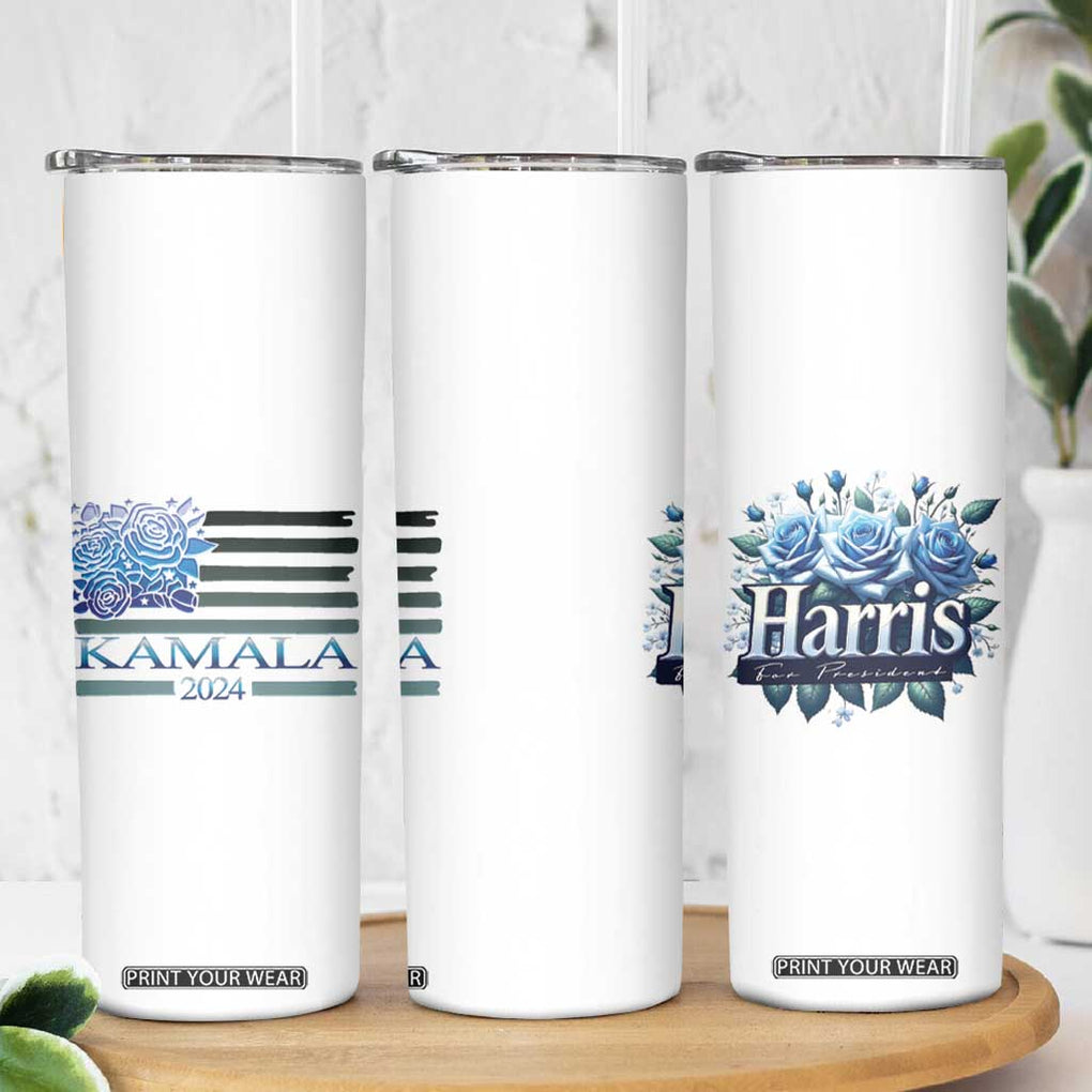 Kamala 2024 Skinny Tumbler Harris For President Flower American Flag TB09 Print Your Wear