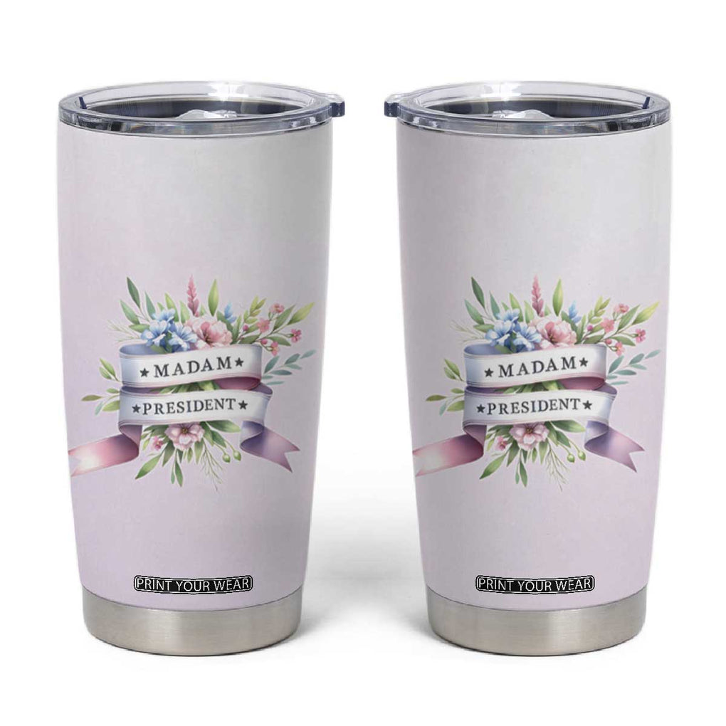 Kamala 2024 Tumbler Cup Madam President Flower Harris Supporter TB09 Light Purple Print Your Wear