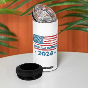 Cat Ladies For Harris 2024 4 in 1 Can Cooler Tumbler Cute Cats Kamala Madam President America Flag TB09 Print Your Wear