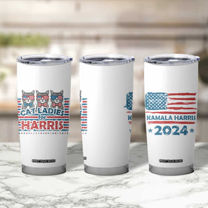 Cat Ladies For Harris 2024 Tumbler Cup Cute Cats Kamala Madam President America Flag TB09 Print Your Wear