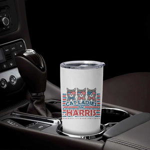 Cat Ladies For Harris 2024 Tumbler Cup Cute Cats Kamala Madam President America Flag TB09 Print Your Wear