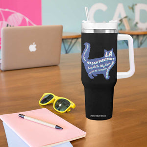 Harris Comma La Cat Lady Tumbler With Handle Childless Cat Lady Madam President Kamala 2024 TB09 Print Your Wear