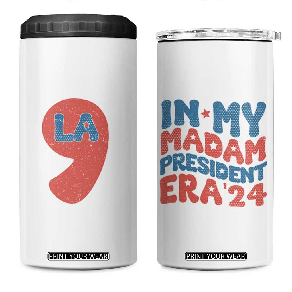 Harris 2024 4 in 1 Can Cooler Tumbler In My Madam President Era Kamala Groovy TB09 One Size: 16 oz White Print Your Wear