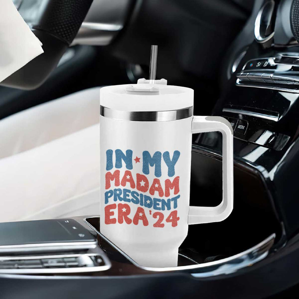 Harris 2024 Tumbler With Handle In My Madam President Era Kamala Groovy TB09 Print Your Wear