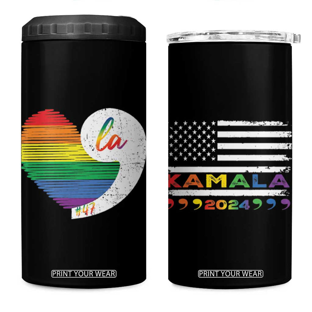 Harris Comma La 4 in 1 Can Cooler Tumbler Kamala 2024 LGBT Rights Rainbow Heart TB09 One Size: 16 oz Black Print Your Wear