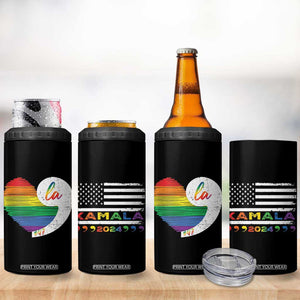 Harris Comma La 4 in 1 Can Cooler Tumbler Kamala 2024 LGBT Rights Rainbow Heart TB09 Print Your Wear