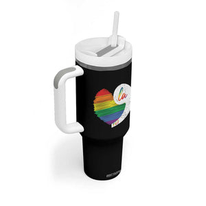 Harris Comma La Tumbler With Handle Kamala 2024 LGBT Rights Rainbow Heart TB09 Print Your Wear