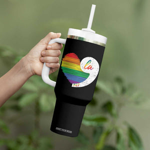 Harris Comma La Tumbler With Handle Kamala 2024 LGBT Rights Rainbow Heart TB09 Print Your Wear