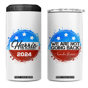 Harris For President 2024 4 in 1 Can Cooler Tumbler Kamala We Are Not Going Back TB09 One Size: 16 oz Black Print Your Wear