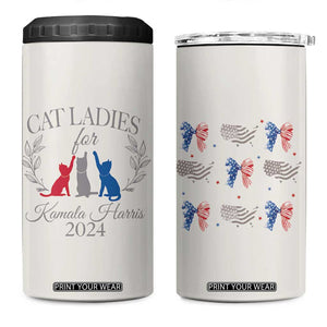 Cat Ladies For Kamala 2024 4 in 1 Can Cooler Tumbler Harris Madam President America Coquette TB09 One Size: 16 oz Beige Print Your Wear