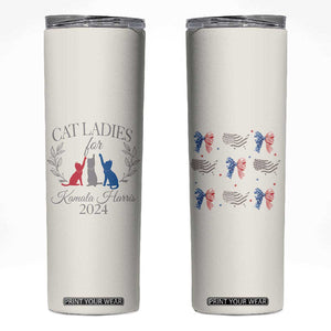 Cat Ladies For Kamala 2024 Skinny Tumbler Harris Madam President America Coquette TB09 Beige Print Your Wear