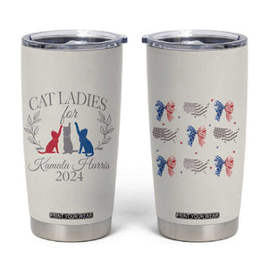 Cat Ladies For Kamala 2024 Tumbler Cup Harris Madam President America Coquette TB09 Beige Print Your Wear