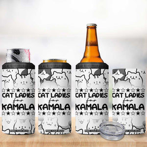 Cat Ladies For Kamala 2024 4 in 1 Can Cooler Tumbler Cute Cats Harris Madam President TB09 Print Your Wear