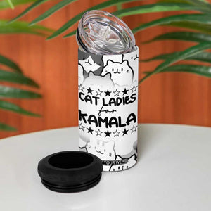 Cat Ladies For Kamala 2024 4 in 1 Can Cooler Tumbler Cute Cats Harris Madam President TB09 Print Your Wear