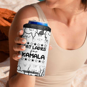 Cat Ladies For Kamala 2024 4 in 1 Can Cooler Tumbler Cute Cats Harris Madam President TB09 Print Your Wear