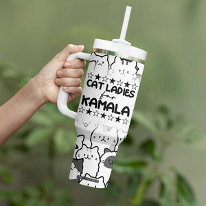 Cat Ladies For Kamala 2024 Tumbler With Handle Cute Cats Harris Madam President TB09 Print Your Wear