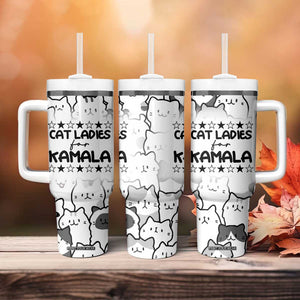 Cat Ladies For Kamala 2024 Tumbler With Handle Cute Cats Harris Madam President TB09 Print Your Wear