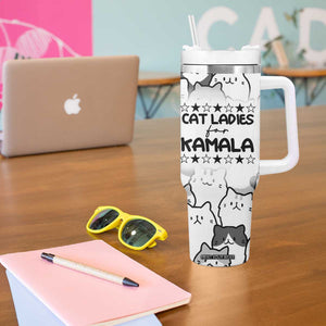 Cat Ladies For Kamala 2024 Tumbler With Handle Cute Cats Harris Madam President TB09 Print Your Wear