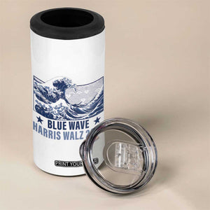 Kamala Blue Wave 2024 4 in 1 Can Cooler Tumbler Cute Cats Wave Harris Walz TB09 Print Your Wear