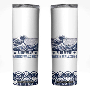 Kamala Blue Wave 2024 Skinny Tumbler Cute Cats Wave Harris Walz TB09 White Print Your Wear