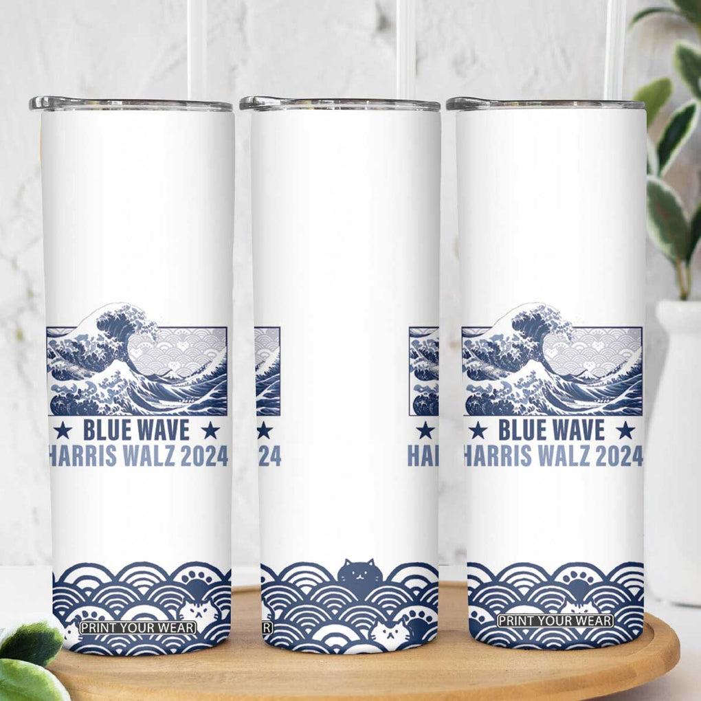 Kamala Blue Wave 2024 Skinny Tumbler Cute Cats Wave Harris Walz TB09 Print Your Wear