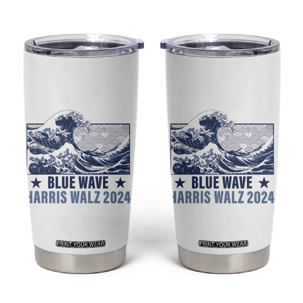 Kamala Blue Wave 2024 Tumbler Cup Cute Cats Wave Harris Walz TB09 White Print Your Wear