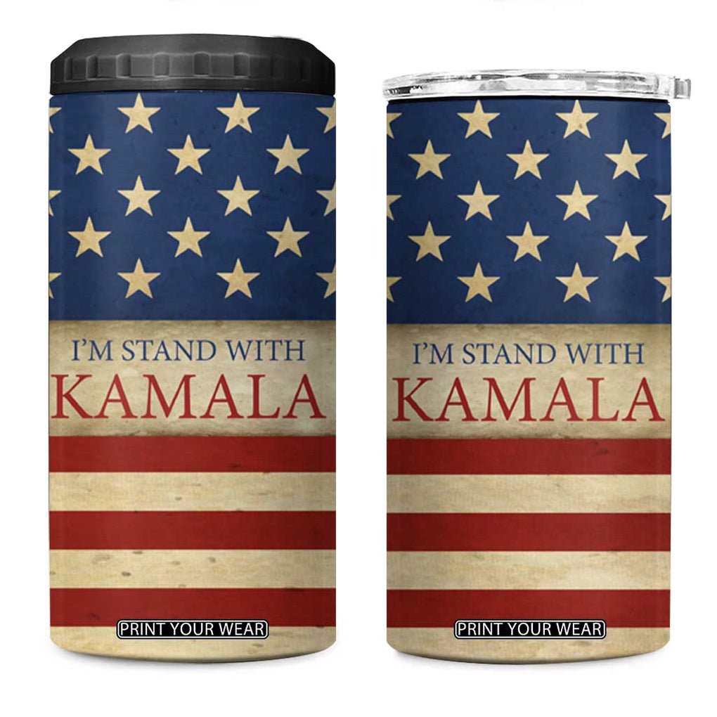 Harris 2024 4 in 1 Can Cooler Tumbler I'm Stand With Kamala Madam President American Flag TB09 One Size: 16 oz American Flag Print Your Wear