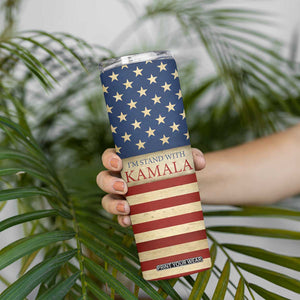 Harris 2024 Skinny Tumbler I'm Stand With Kamala Madam President American Flag TB09 Print Your Wear