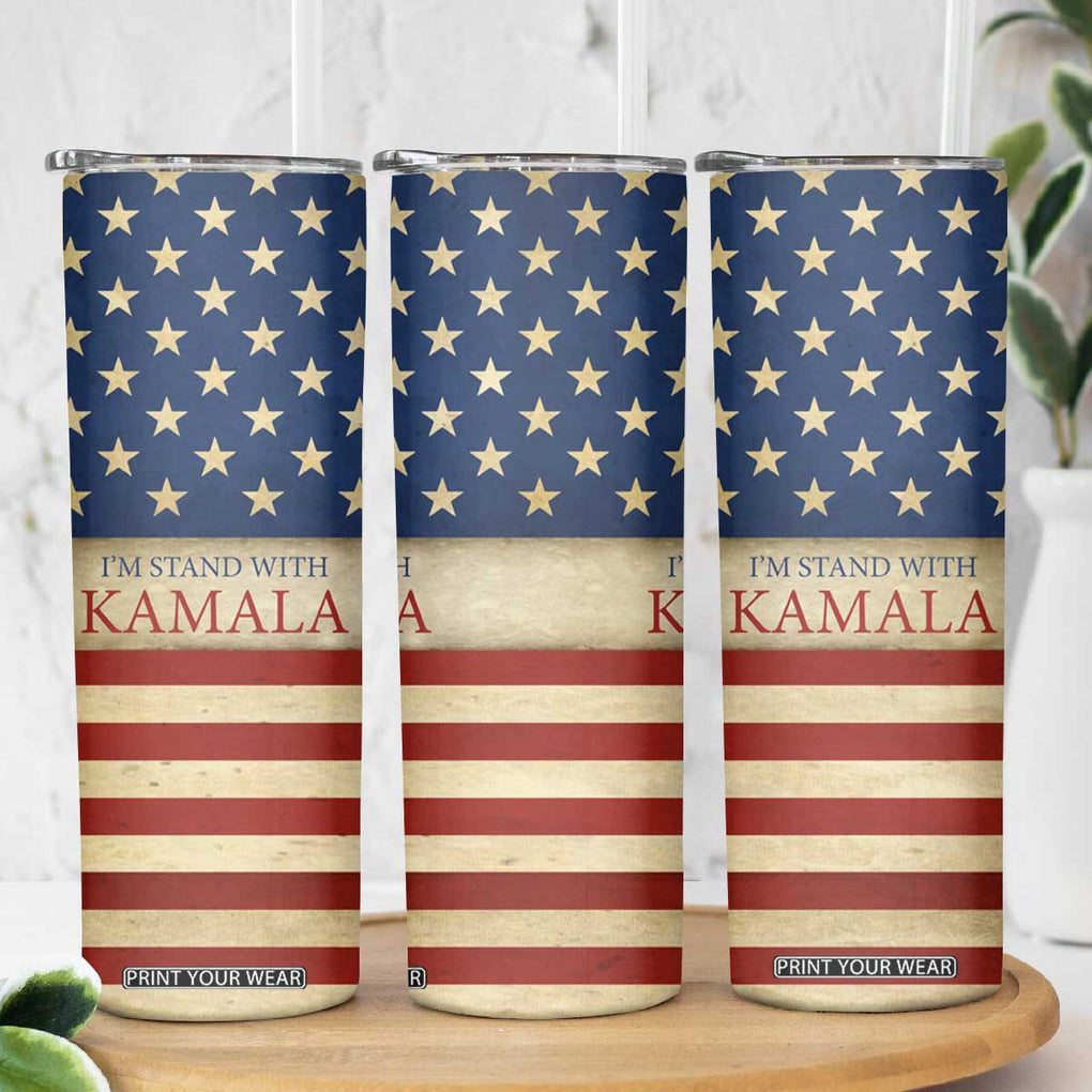 Harris 2024 Skinny Tumbler I'm Stand With Kamala Madam President American Flag TB09 Print Your Wear