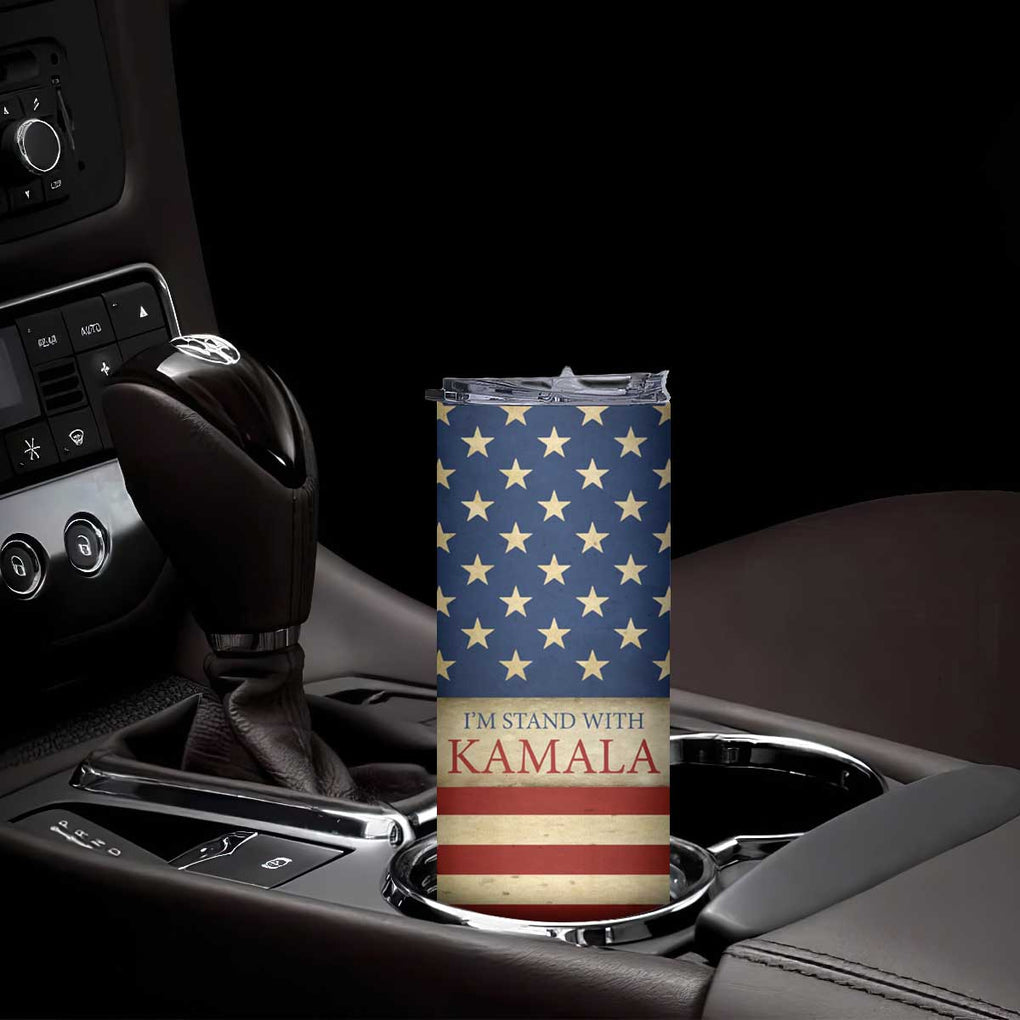 Harris 2024 Skinny Tumbler I'm Stand With Kamala Madam President American Flag TB09 Print Your Wear