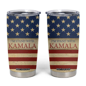 Harris 2024 Tumbler Cup I'm Stand With Kamala Madam President American Flag TB09 American Flag Print Your Wear