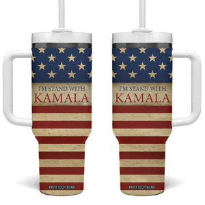 Harris 2024 Tumbler With Handle I'm Stand With Kamala Madam President American Flag TB09 One Size: 40 oz American Flag Print Your Wear