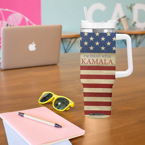 Harris 2024 Tumbler With Handle I'm Stand With Kamala Madam President American Flag TB09 Print Your Wear