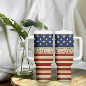 Harris 2024 Tumbler With Handle I'm Stand With Kamala Madam President American Flag TB09 Print Your Wear