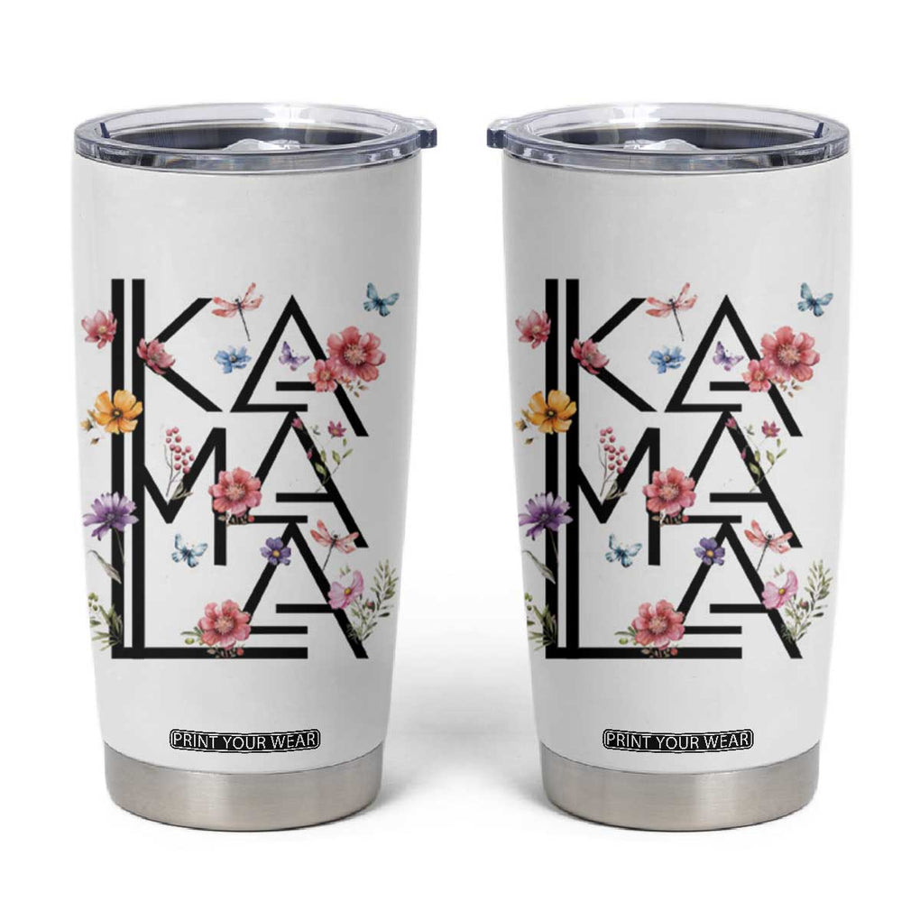 Kamala 2024 Tumbler Cup Madam President Wild Flower Harris Supporter TB09 Beige Print Your Wear