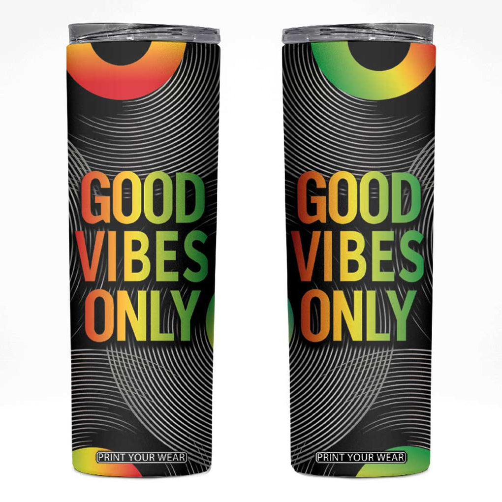 Jamaica Reggae Reggae Skinny Tumbler Good Vibe Only TB09 Black Print Your Wear