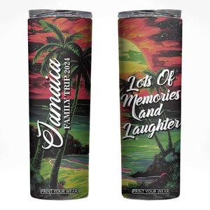 Jamaica Family Trip 2024 Souvenir Skinny Tumbler Jamaican Beach Vacation Lots Of Memories And Laughter TB09 Reggae Print Your Wear