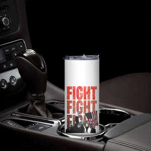 Trump Raise Fist Skinny Tumbler Fight Never Stop Fighting 2024 American Flag TB09 Print Your Wear